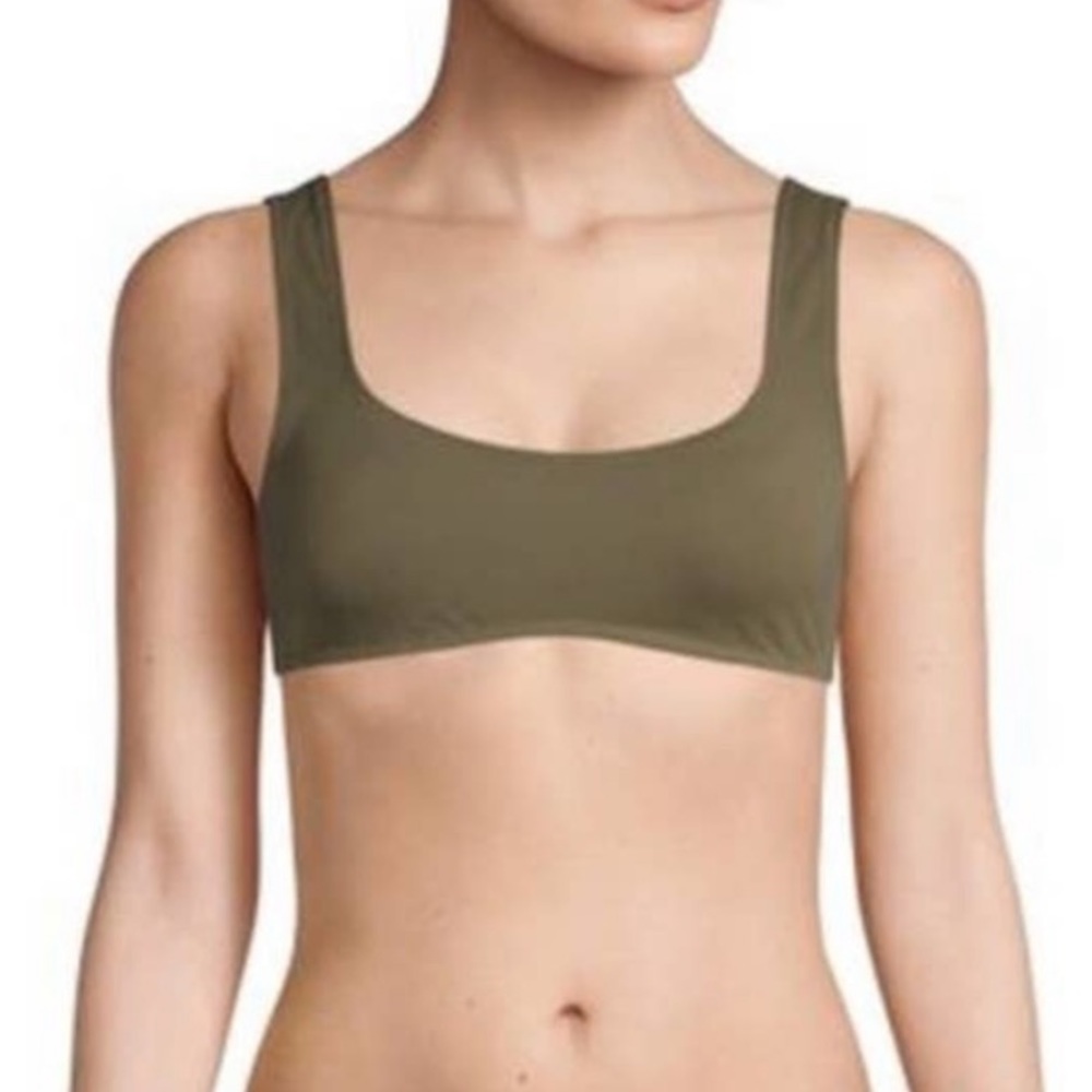 Solid & Striped Elle Bikini Top in Olive Green SZ L NWOT